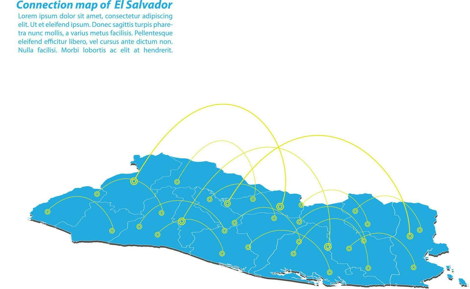 diseño de red de conexiones de mapa moderno de el salvador, el mejor concepto de internet del negocio de mapas de el salvador a partir de series de conceptos, punto de mapa y composición de línea. mapa infográfico. ilustración vectorial vector