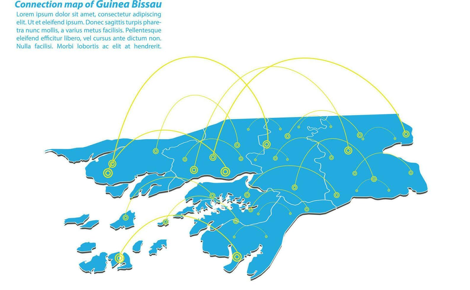 diseño moderno de red de conexiones de mapa de guinea bissau, el mejor concepto de Internet de negocio de mapas de guinea bissau a partir de series de conceptos, punto de mapa y composición de línea. mapa infográfico. ilustración vectorial vector