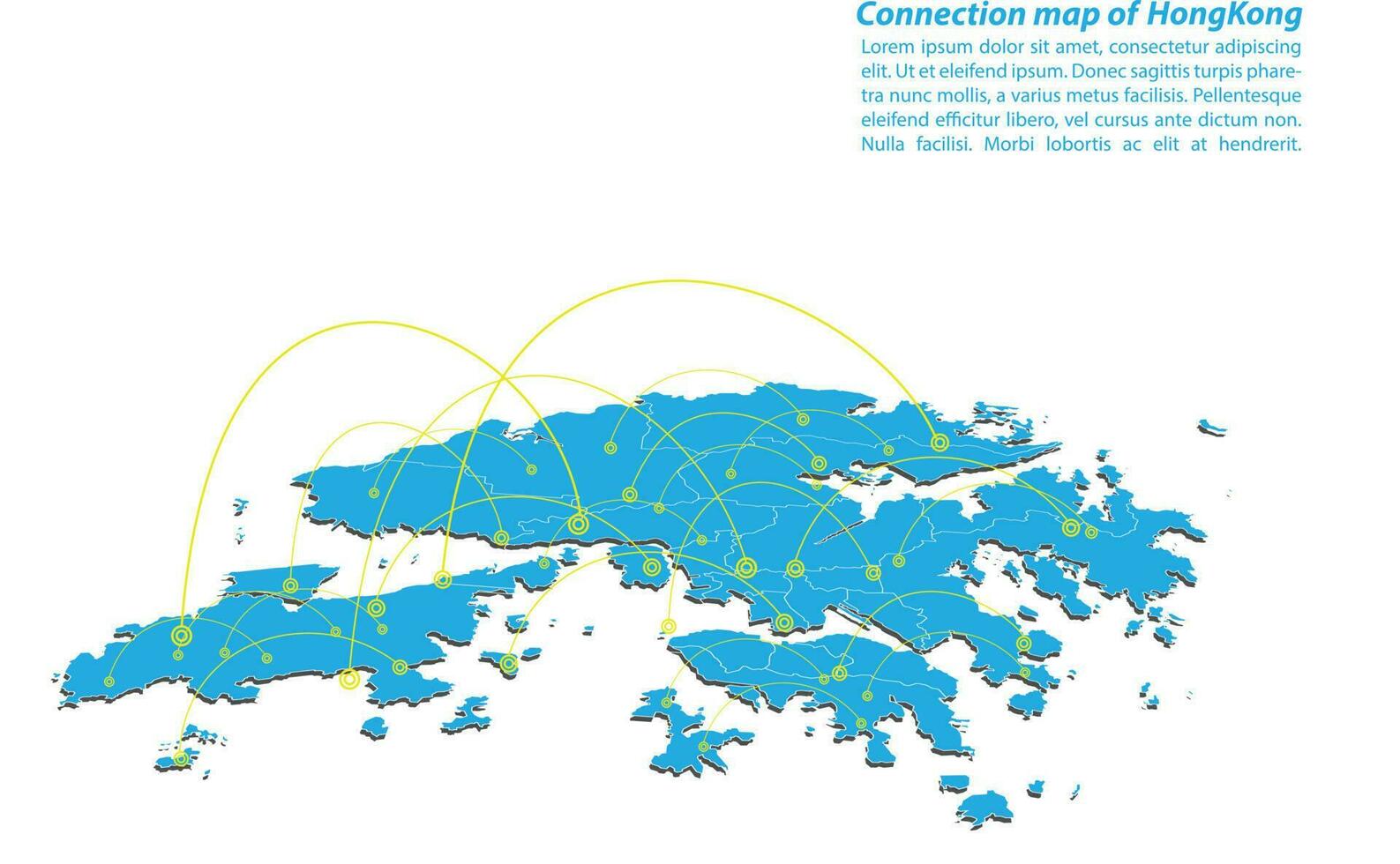 moderno diseño de red de conexiones de mapas de hong kong, el mejor concepto de internet del negocio de mapas de hong kong a partir de series de conceptos, punto de mapa y composición de líneas. mapa infográfico. ilustración vectorial vector