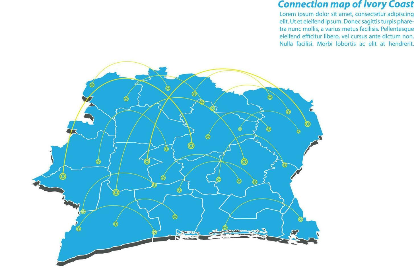 Modern of ivory Coast Map connections network design, Best Internet Concept of ivory Coast map business from concepts series, map point and line composition. Infographic map. Vector Illustration.