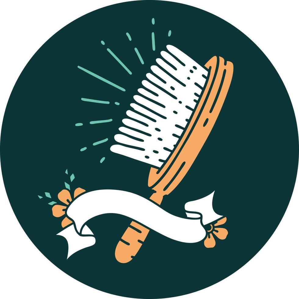 icon of a tattoo style hairbrush vector