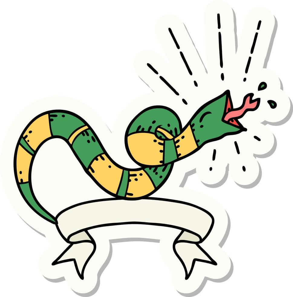 sticker of a tattoo style hissing snake vector