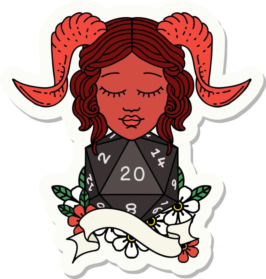 sticker of a tiefling character face vector