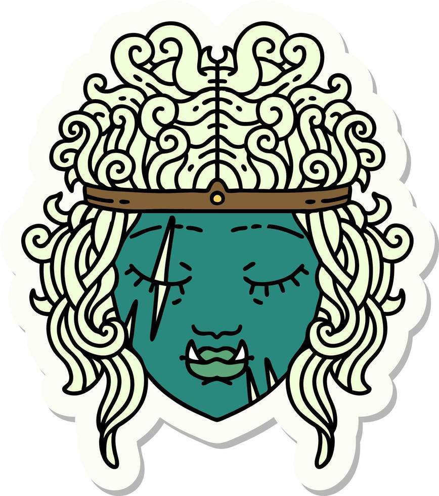 sticker of a orc barbarian character face vector
