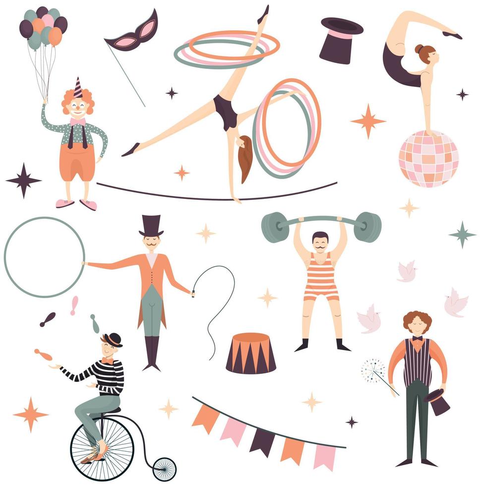 circus performers set vector