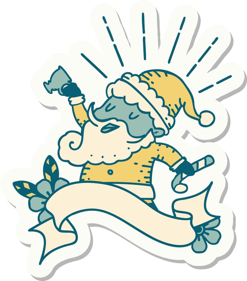 sticker of a tattoo style santa claus christmas character celebrating vector