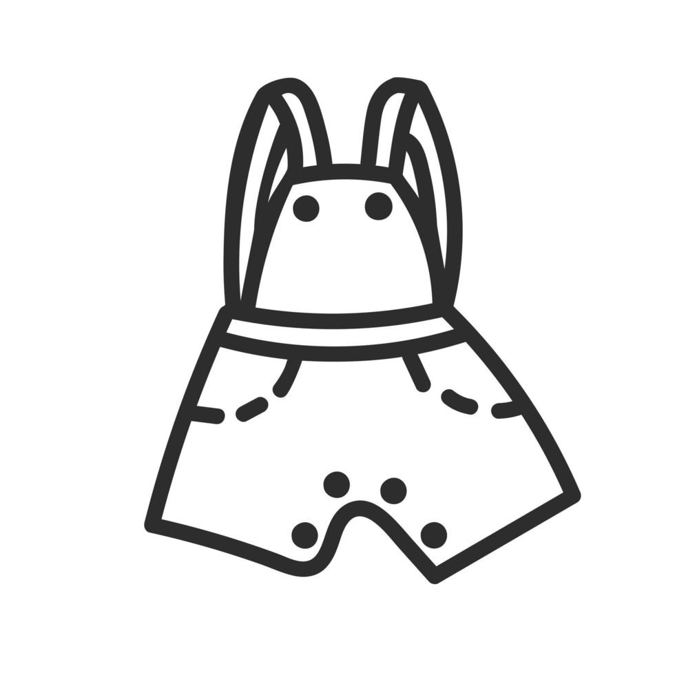 Hand drawn baby overalls in comic doodle sketch style. Baby element drawn by digital brush-pen. Cute illustration for icon, background, frame design. vector