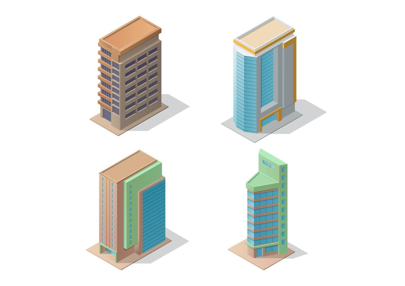 Set of modern isometric buildings vector