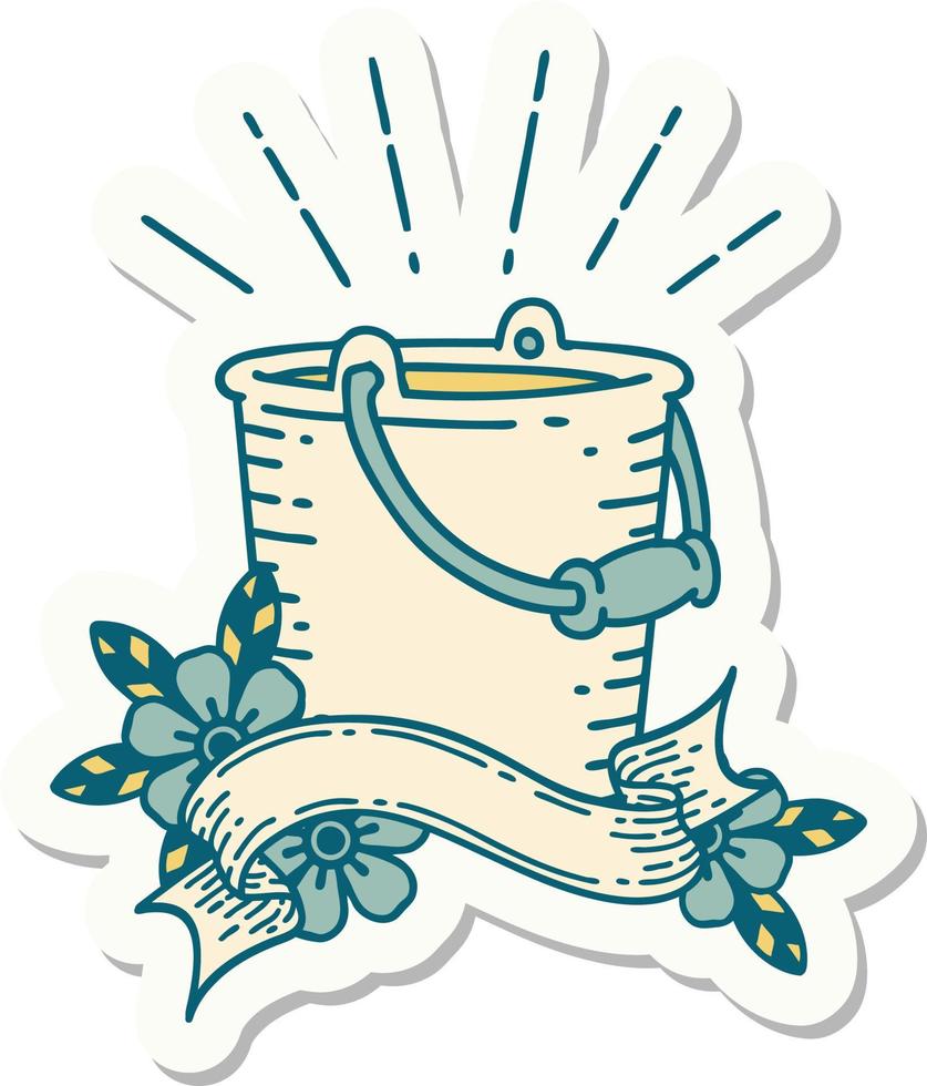 sticker of a tattoo style bucket of water vector