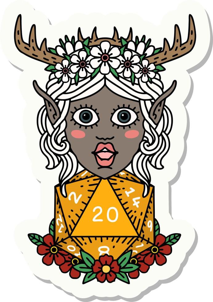 sticker of a elf druid character face vector