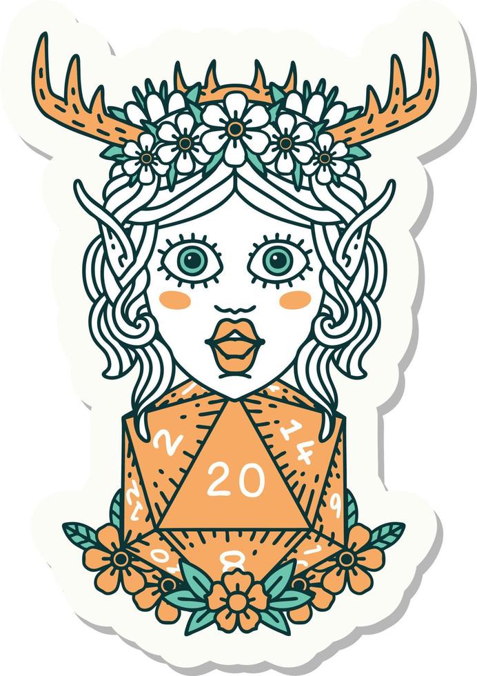 sticker of a elf druid character face vector