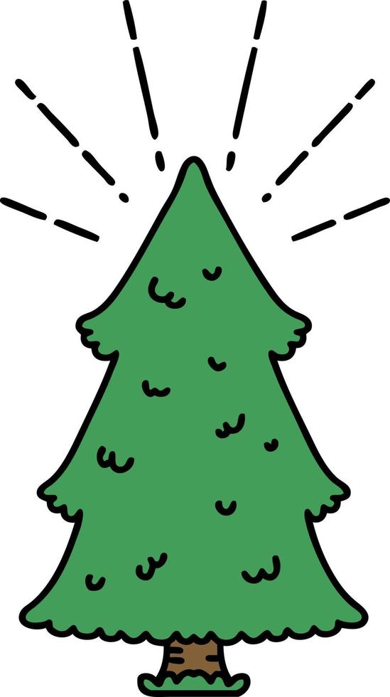 illustration of a traditional tattoo style pine tree vector