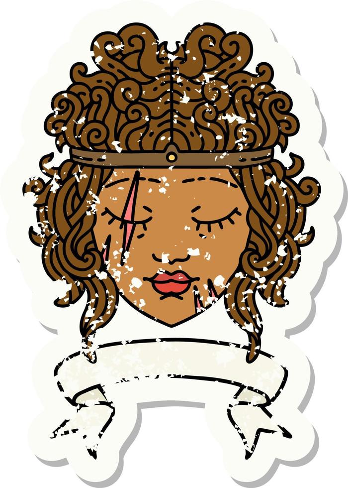Retro Tattoo Style human barbarian character with banner vector