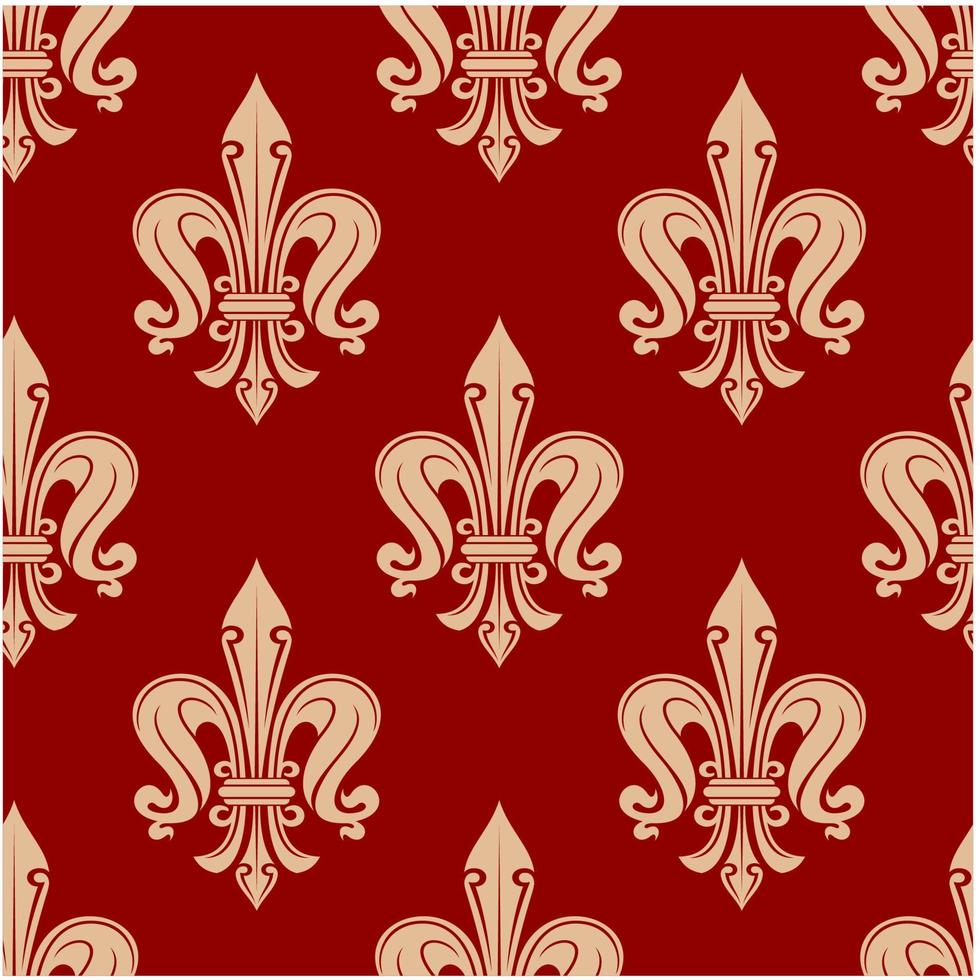 Beige and maroon floral seamless pattern vector