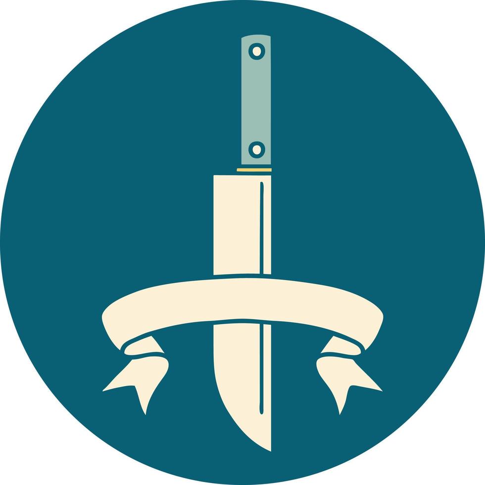 tattoo style icon with banner of a knife vector