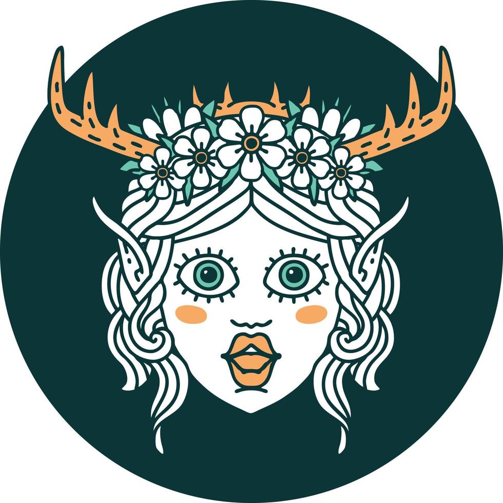 icon of elf druid character face vector