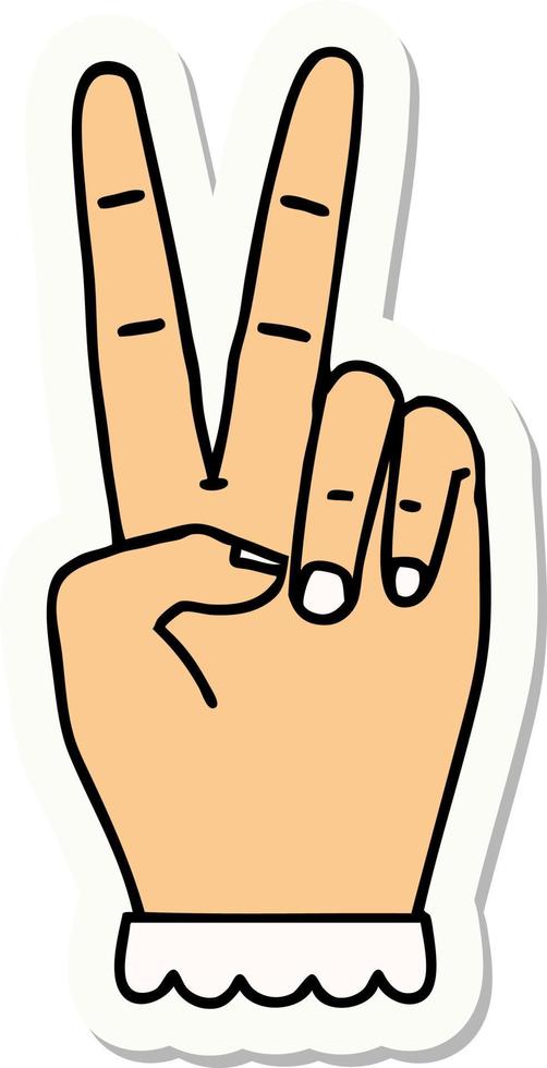 sticker of a peace symbol two finger hand gesture vector