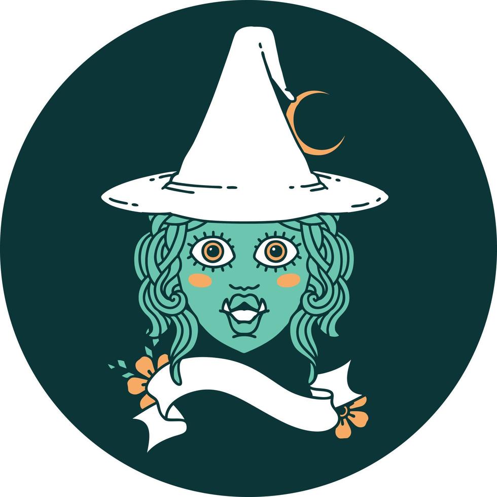 icon of half orc witch character face vector