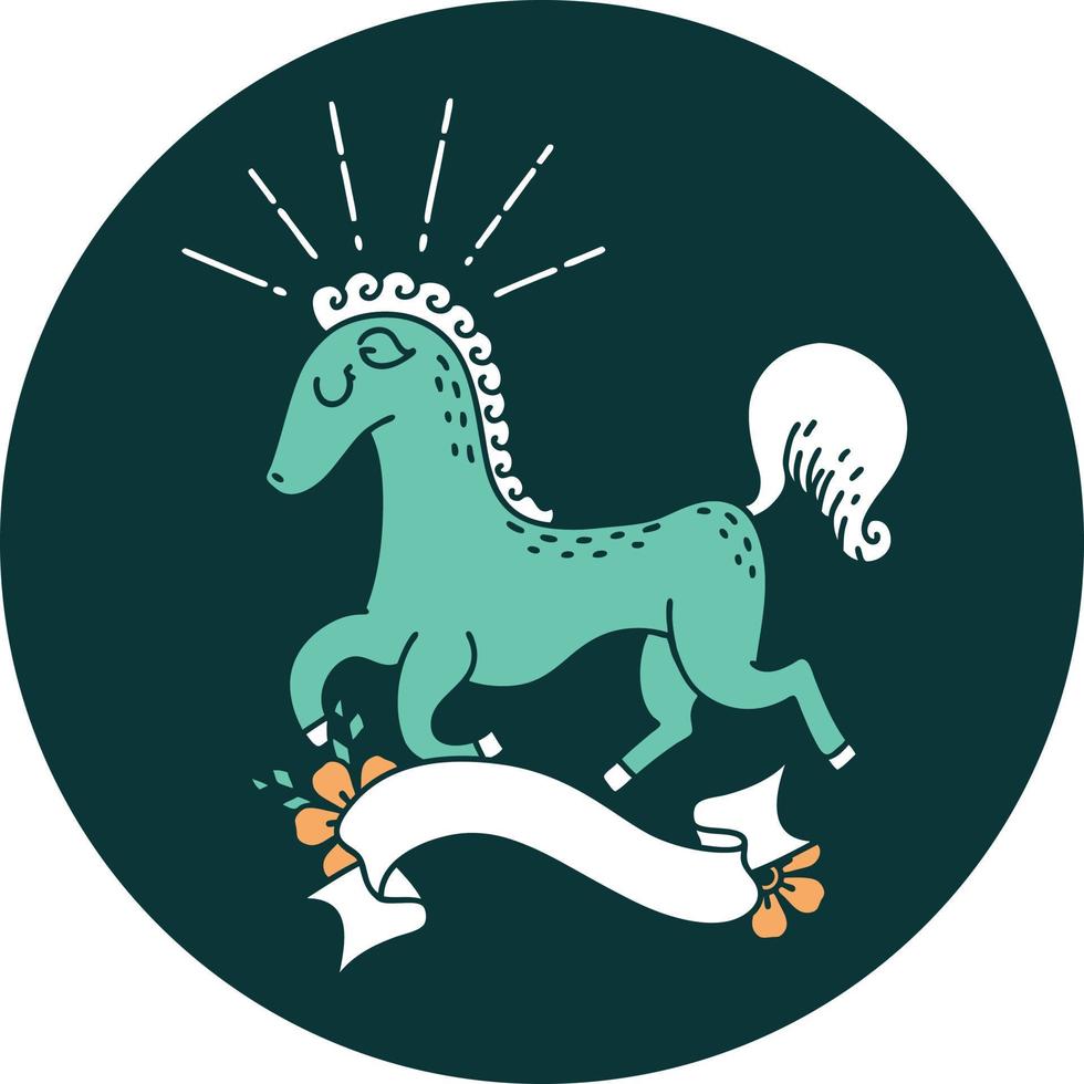 icon of a tattoo style prancing stallion vector