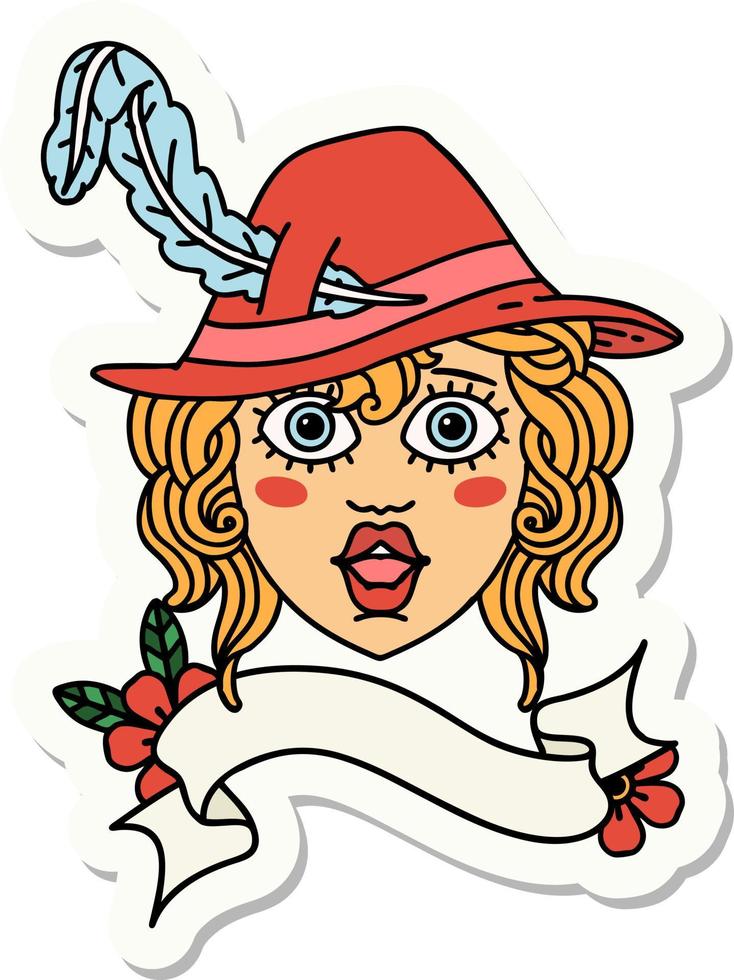 sticker of a human bard character face vector