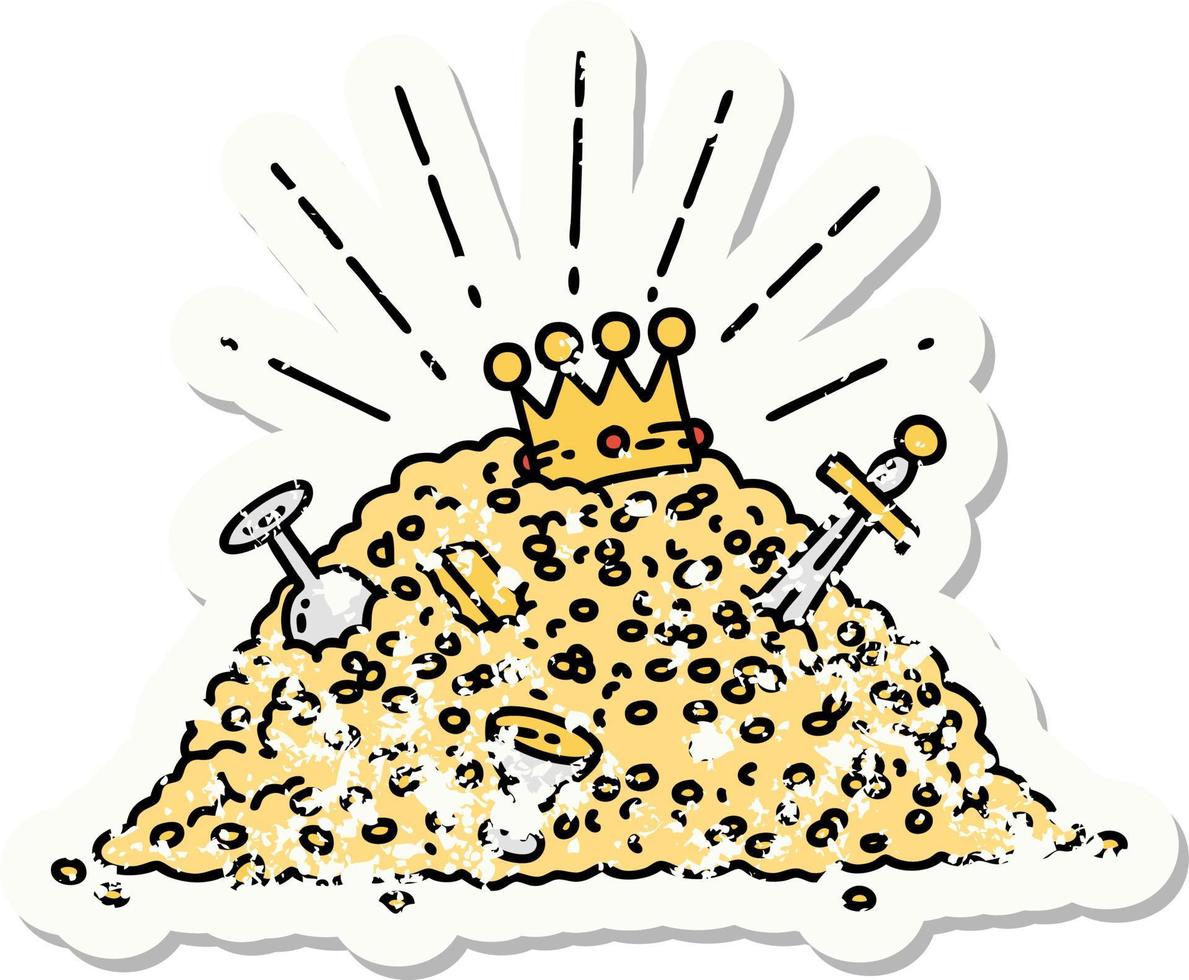 worn old sticker of a tattoo style pile of gold 12099493 Vector Art at  Vecteezy