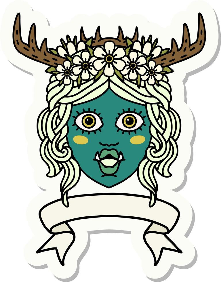 sticker of a orc druid character face with banner vector