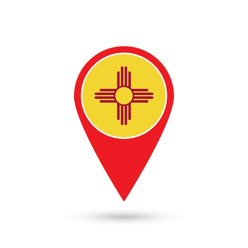Map pointer with flag of New Mexico. Vector illustration.