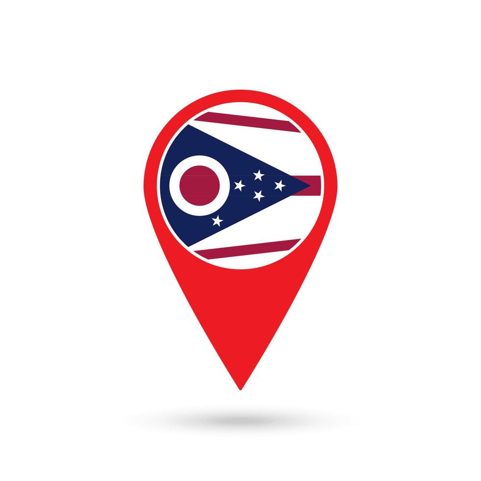 puntero de mapa con bandera de ohio. ilustración vectorial vector