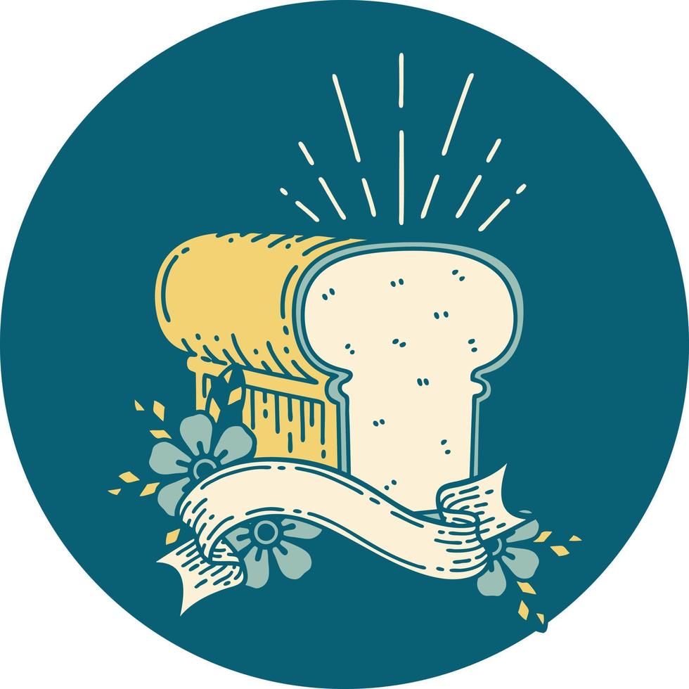icon of a tattoo style loaf of bread vector