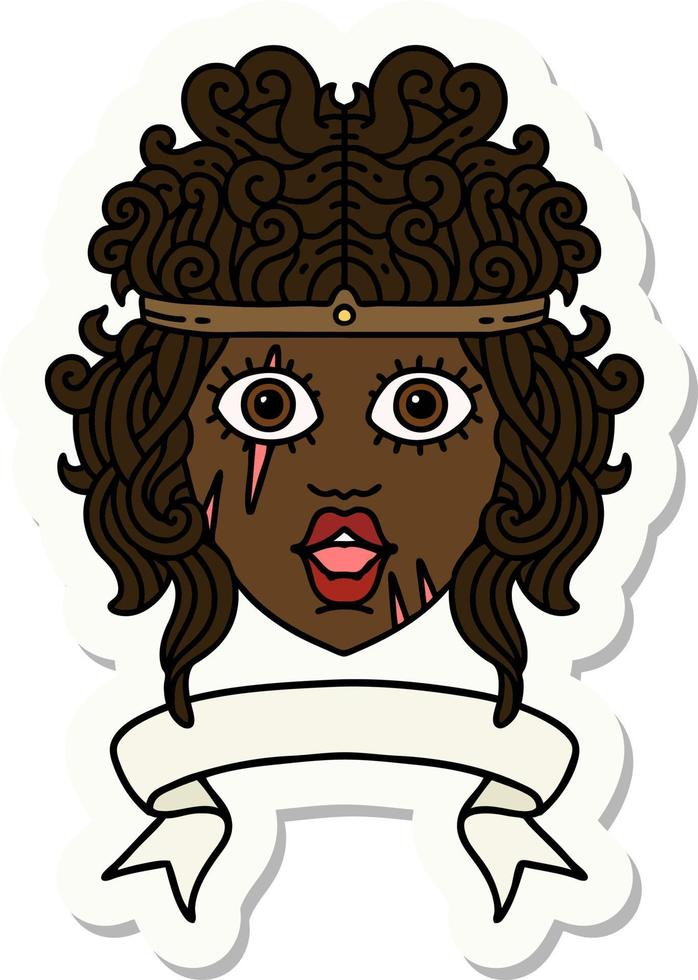 sticker of a human barbarian character with banner vector