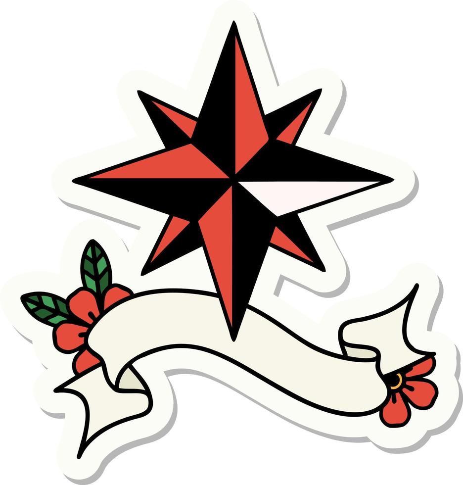 tattoo style sticker with banner of a star vector