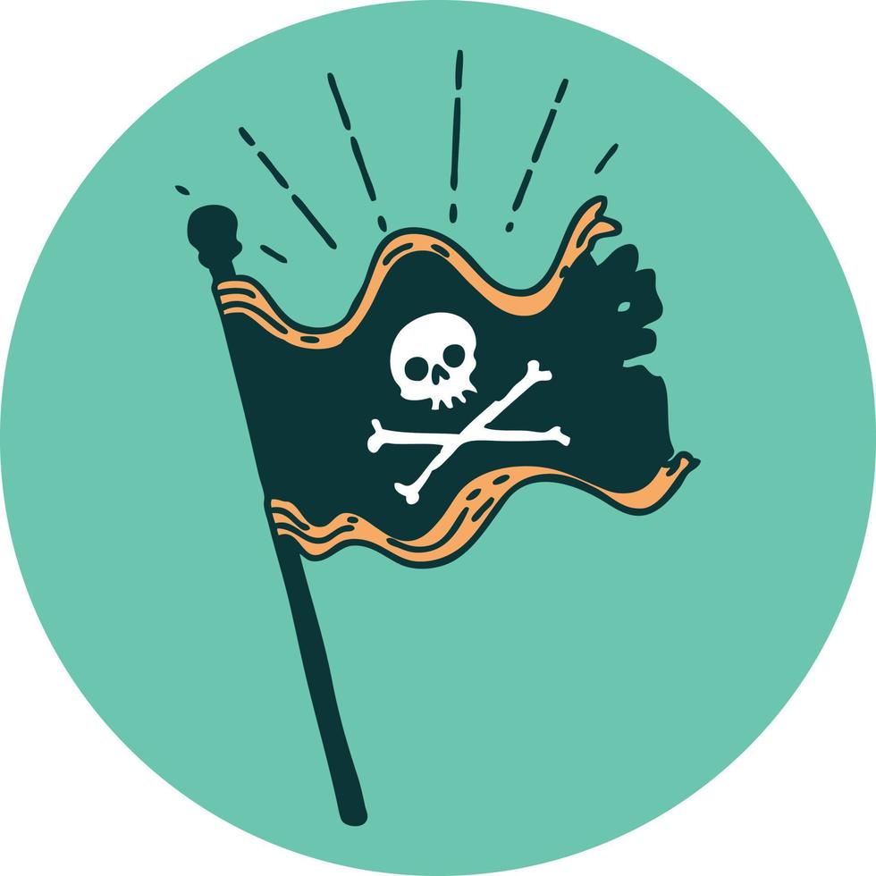 icon of a tattoo style waving pirate flag vector