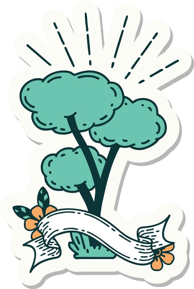 sticker of a tattoo style tree vector