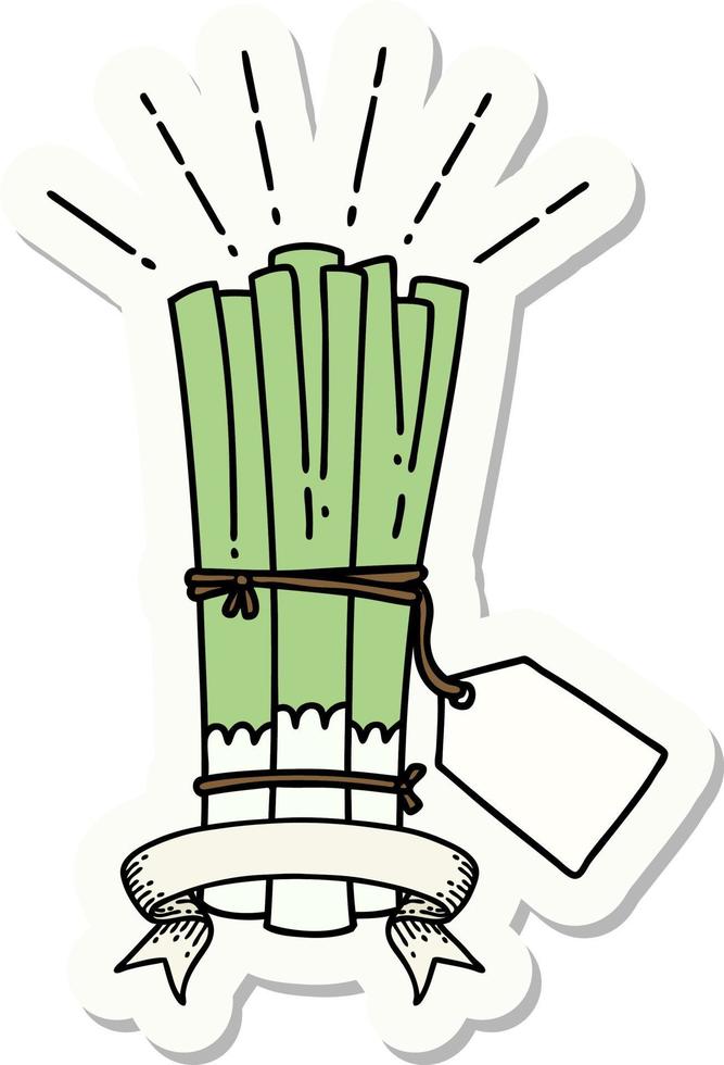 sticker of a tattoo style bunch of leeks vector