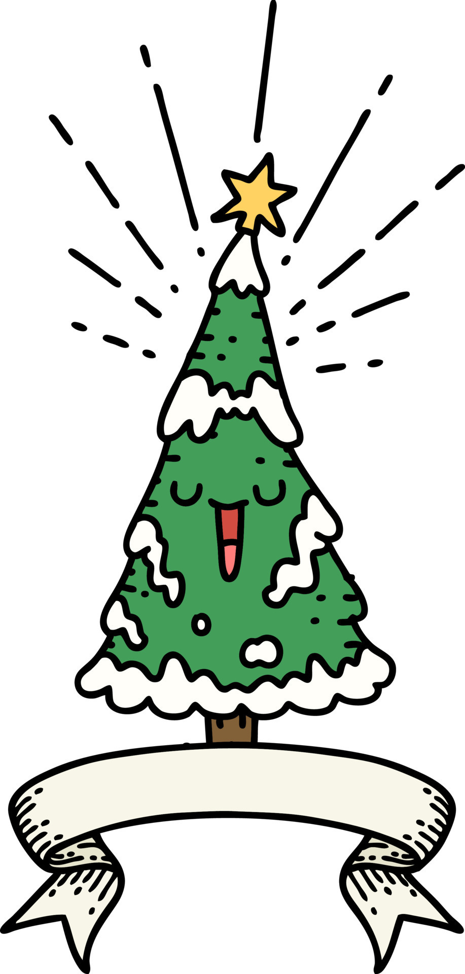 sticker of a tattoo style happy christmas tree 12117352 Vector Art at  Vecteezy
