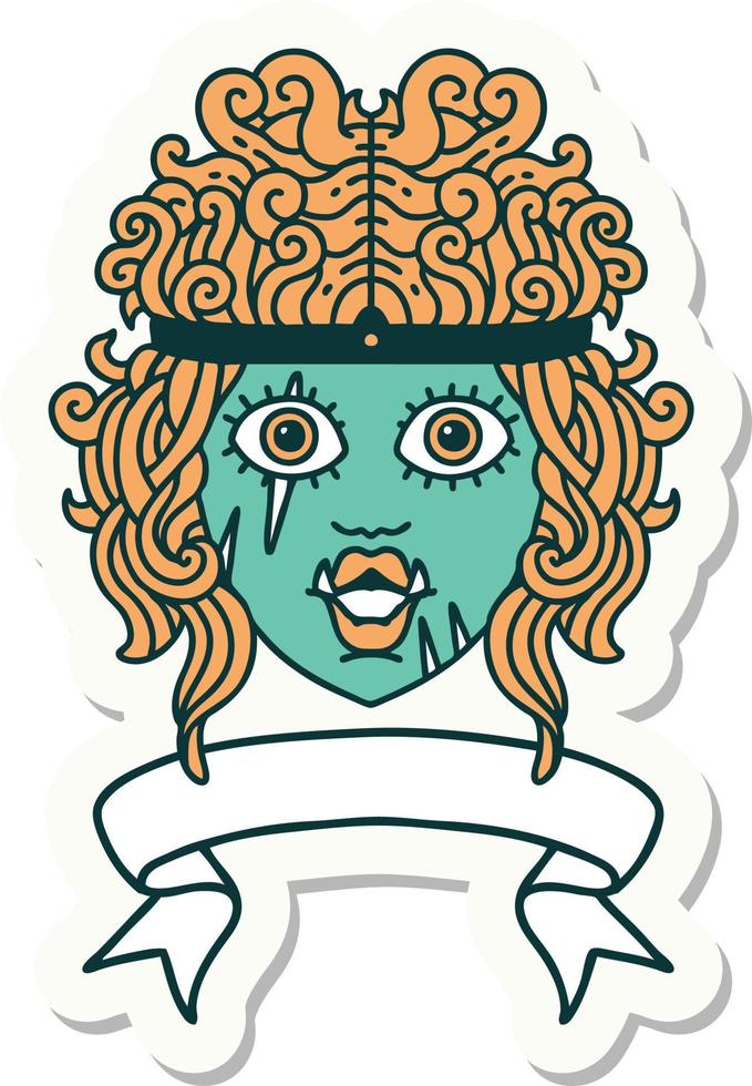 sticker of a orc barbarian character face with banner vector