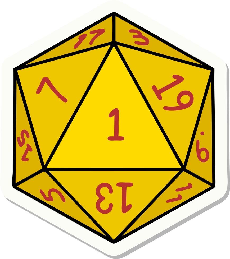 sticker of a natural 1 D20 dice roll vector
