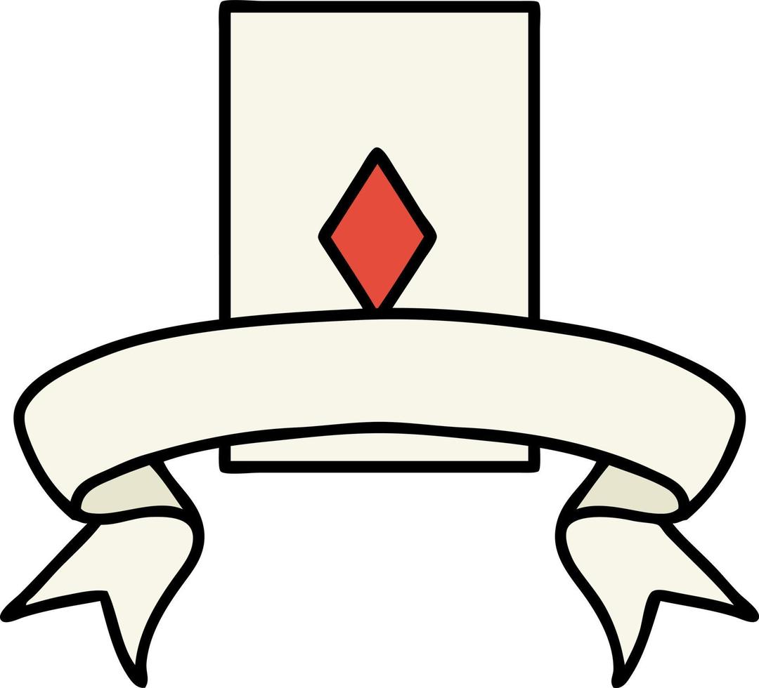 traditional tattoo with banner of the ace of diamonds vector