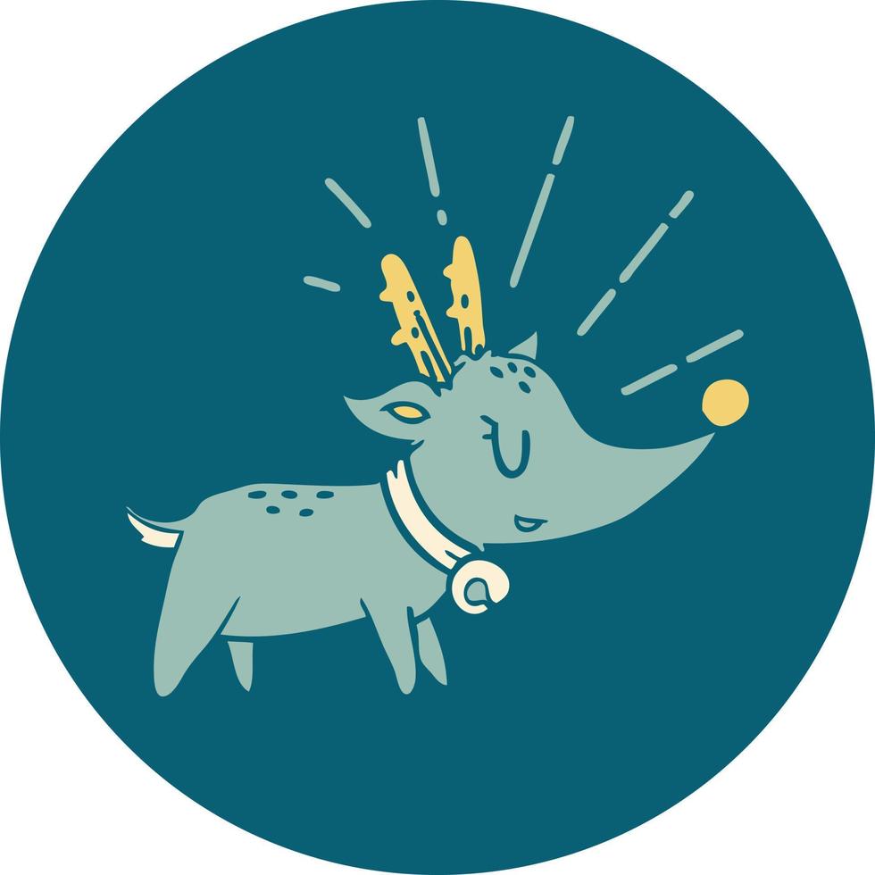 icon of a tattoo style christmas reindeer vector