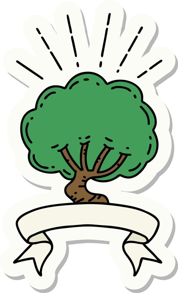 sticker of a tattoo style tree vector