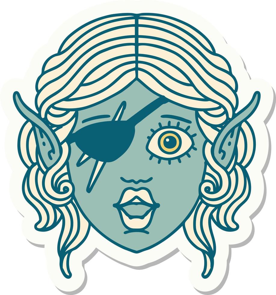 sticker of a elf rogue character face vector