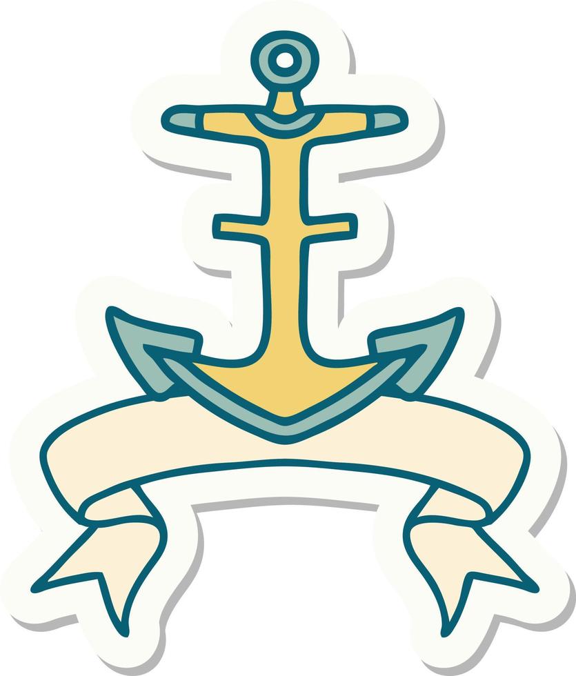 tattoo style sticker with banner of an anchor vector