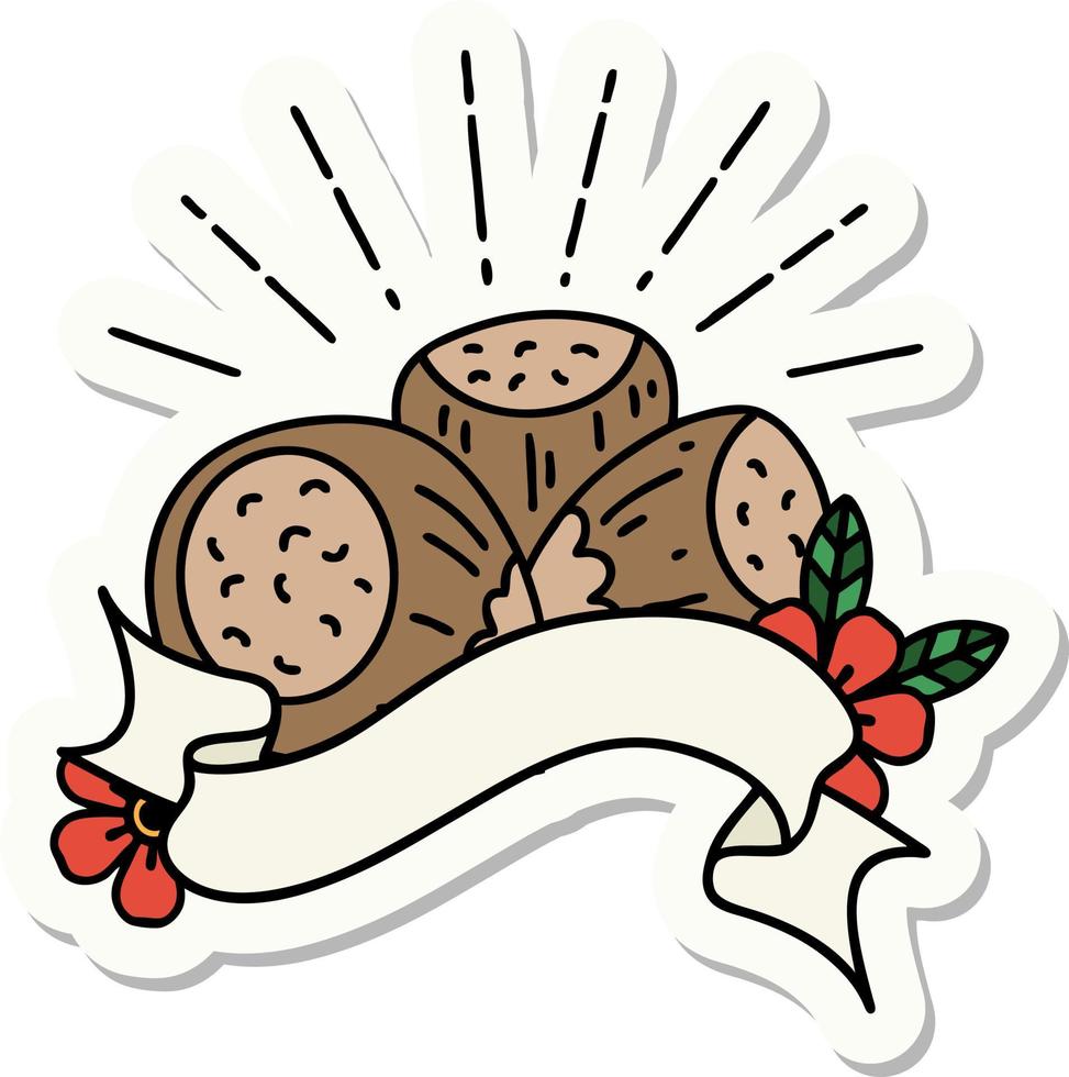 sticker of a tattoo style hazelnuts vector