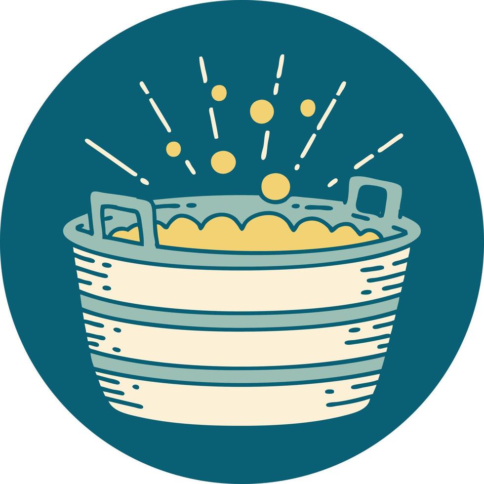icon of a tattoo style tin bath vector