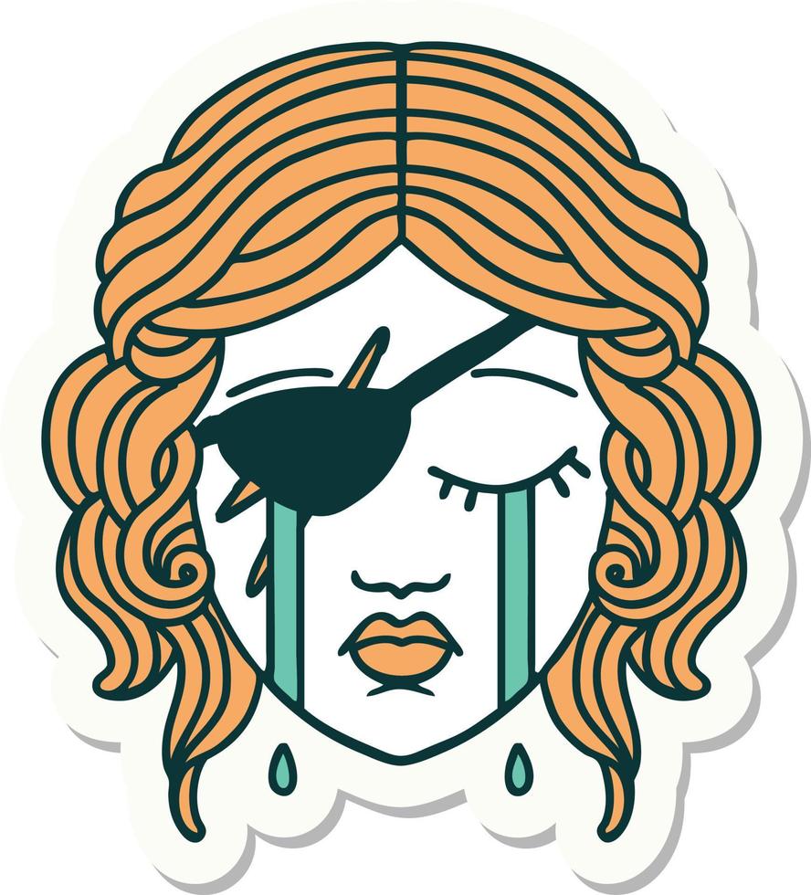 sticker of a crying human rogue character vector