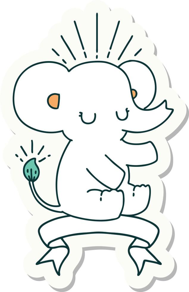 sticker of a tattoo style cute elephant vector