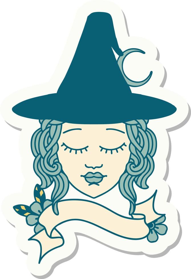 sticker of a human witch character face vector