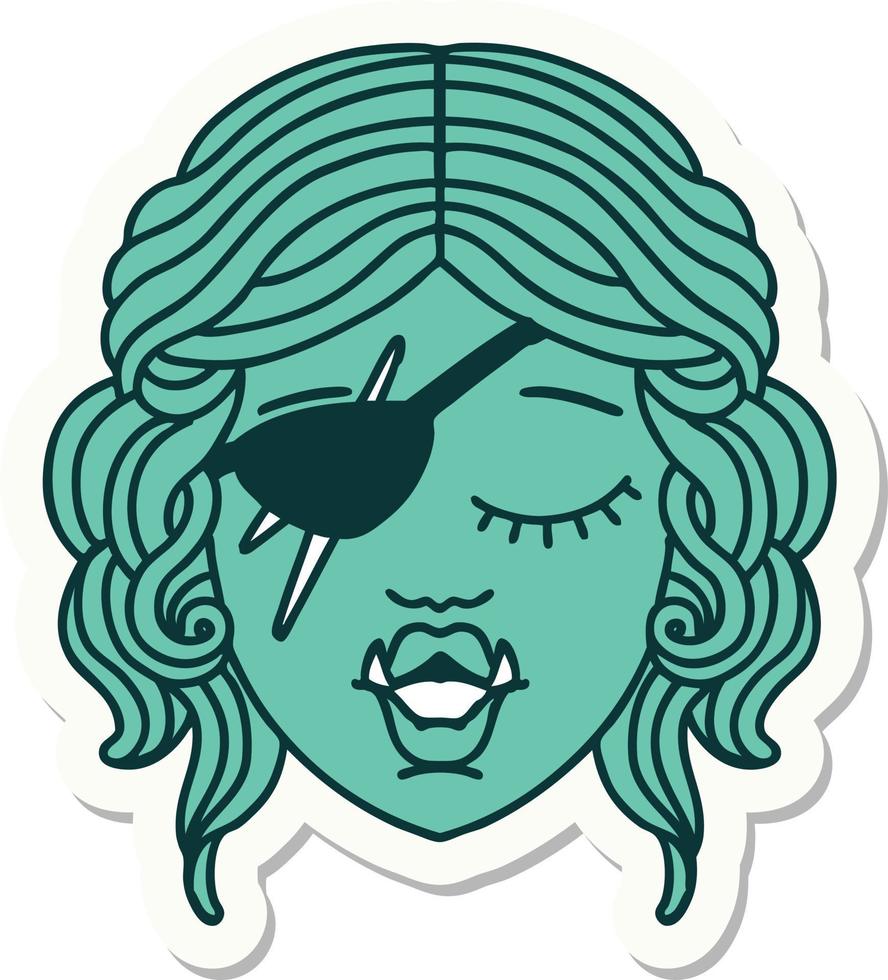sticker of a orc rogue character face vector