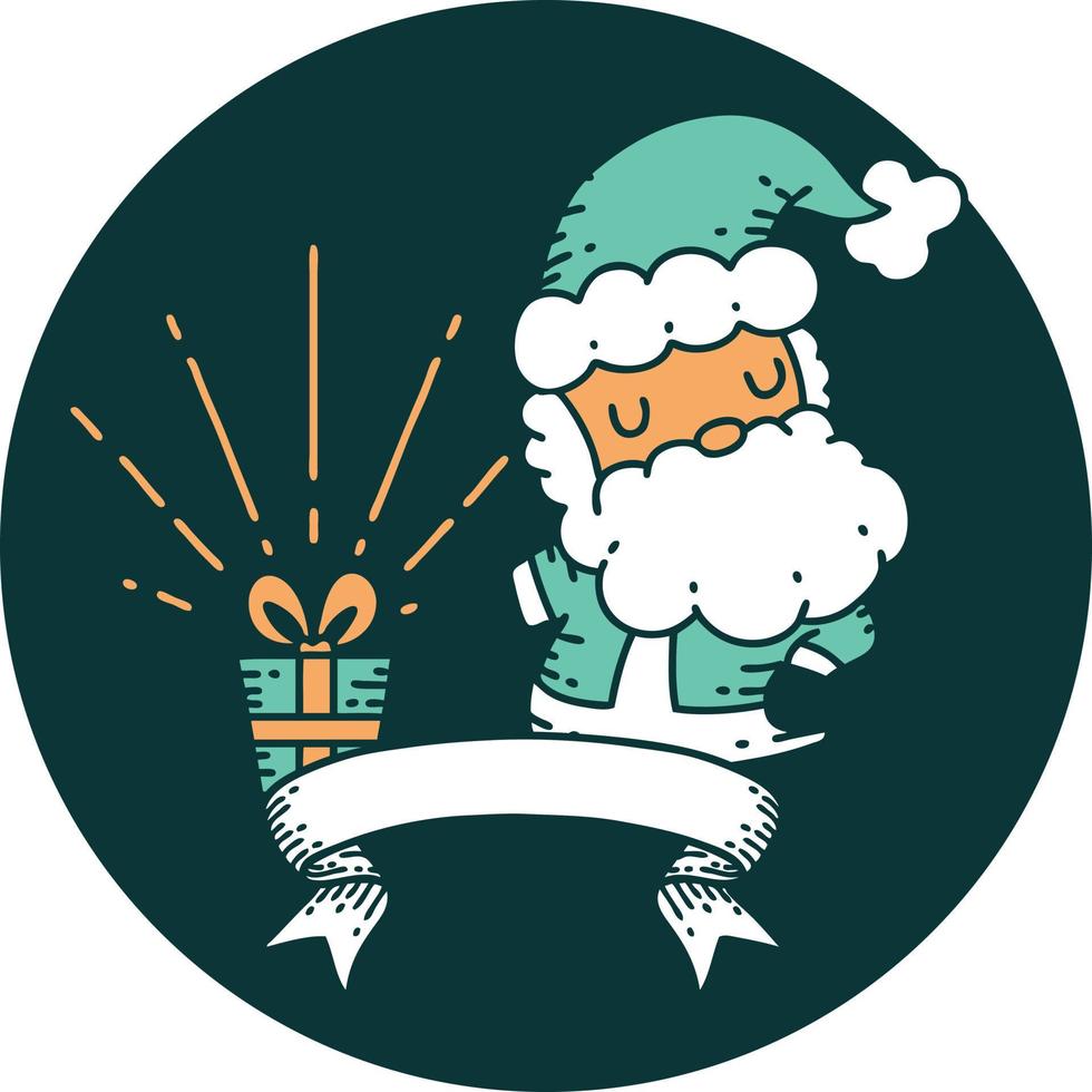 icon of a tattoo style santa claus christmas character vector