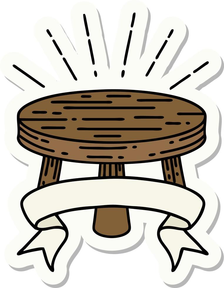 sticker of a tattoo style wooden stool vector